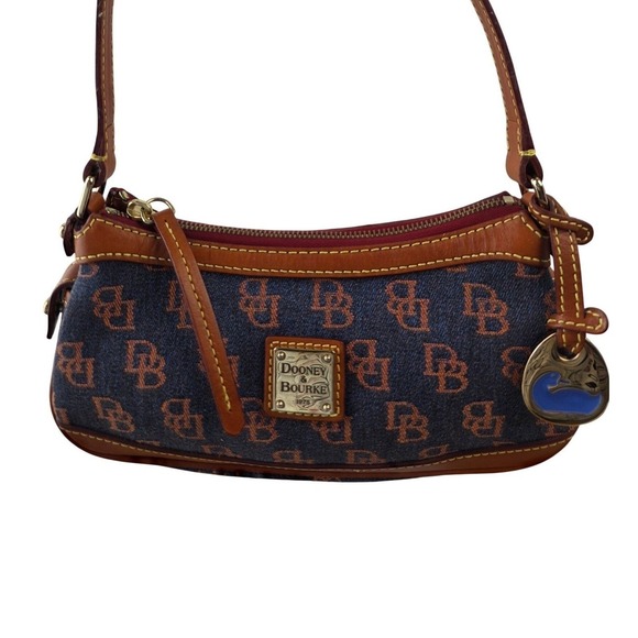 Dooney & Bourke Handbags - Dooney & Bourke Monogram Denim Baguette Shoulder Bag Blue Orange K0916563